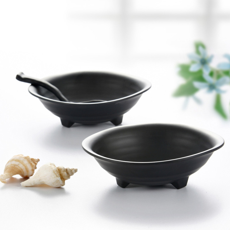 Young A5 material A5 Melamine melamine high-grade high-quality imitation porcelain tableware Frosted Black triangle round bowl wholesale Young A5 material A5 Melamine melamine high-grade high-quality imitation porcelain tableware Frosted Black triangle round bowl wholesale