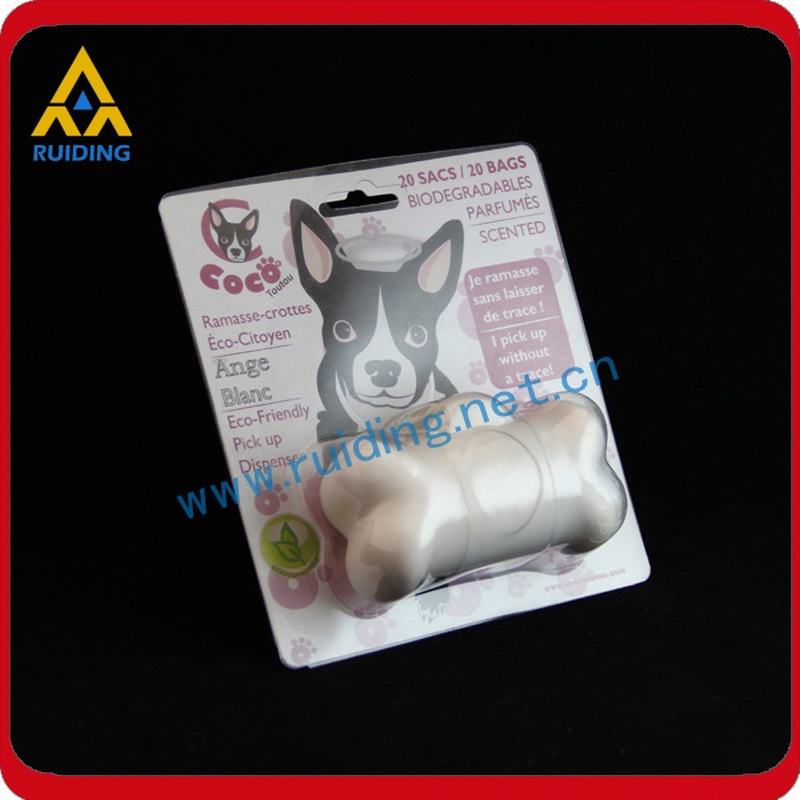 狗骨头插卡式三折吸塑包装 食品级pet 可以logo