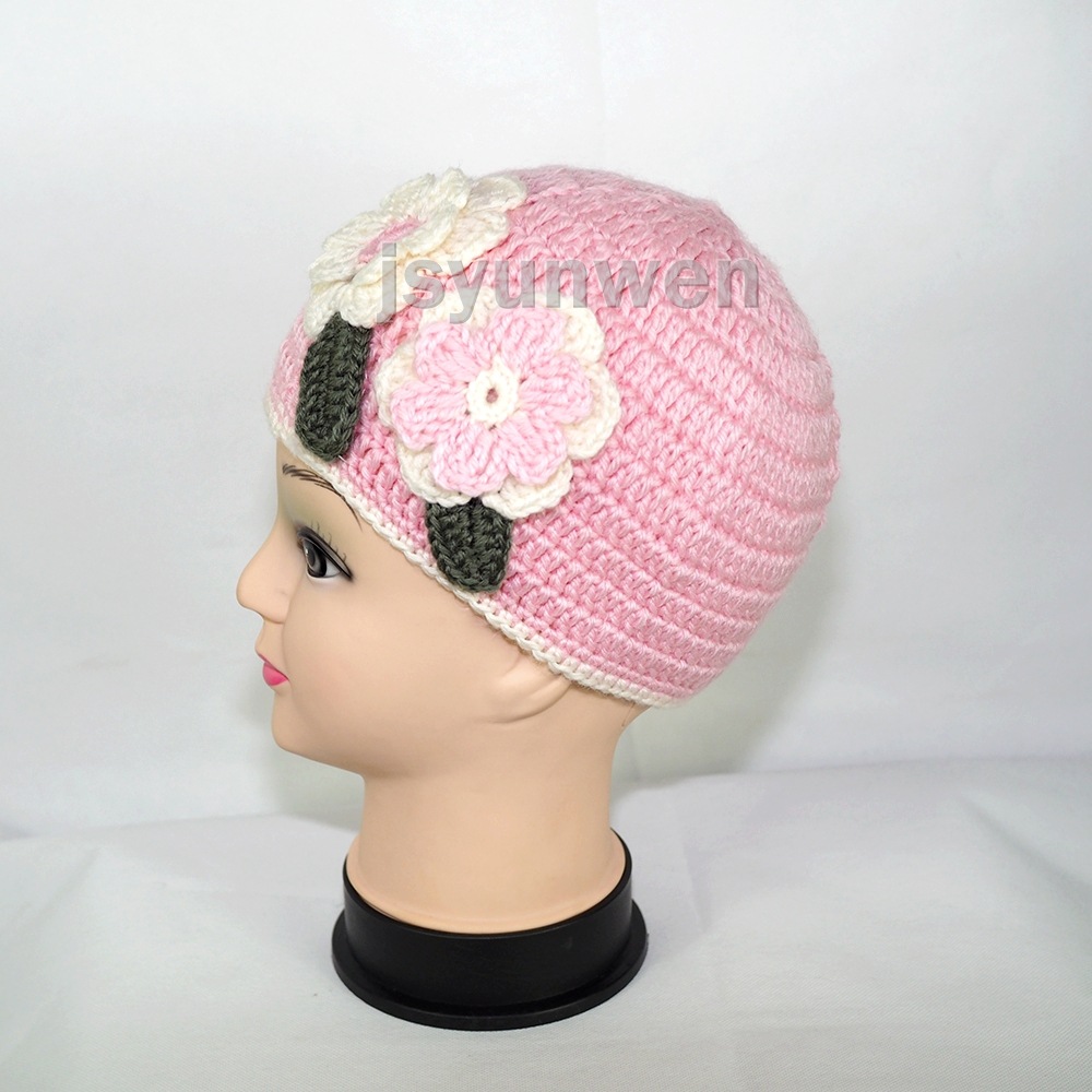 儿童帽子冬季毛线帽欧美保暖花朵公主针织帽秋冬宝宝帽子批发