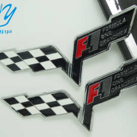 适用于汽车F1赛车车标贴改装专用 金属F1锌合金贴标3D立体标志贴