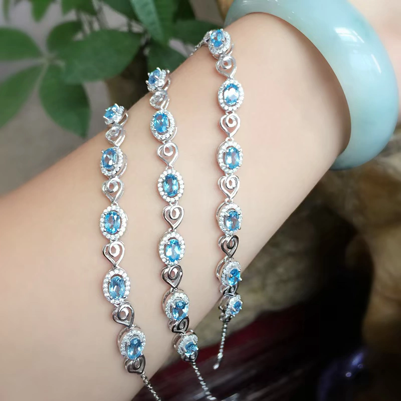 Sapphire bracelet jade natural stone, wholesale, silver 925 sample