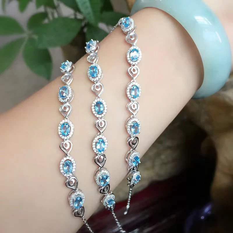 Sapphire bracelet jade natural stone, wholesale, silver 925 sample