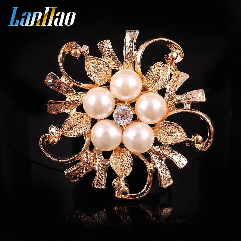 Korean style rhinestone fashion pearl three dimensional wreath shaped dual purpose brooch corsage female accessories_voghion.com