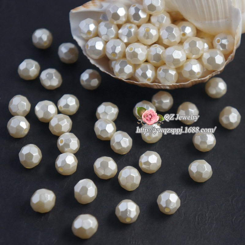 ABS imitation pearl cut surface beads, new imitation pearl wedding prop clothing, bride's wedding dress pearl loose beads wholesale detail image 4