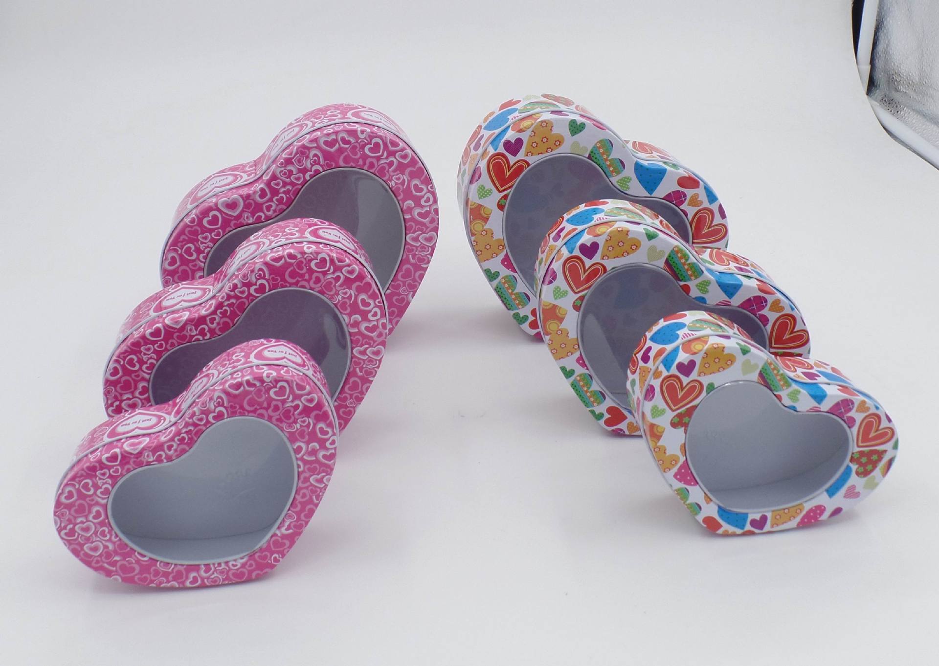 厂家直销巧克力喜糖首饰PVC开窗心型铁礼盒  批发零售金属心形盒