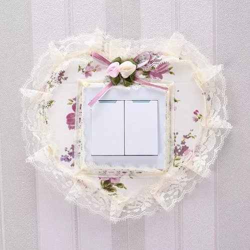 Fresh pastoral water-like lace fabric switch cover switch sticker three-way switch sticker wall sticker dust cover wholesale