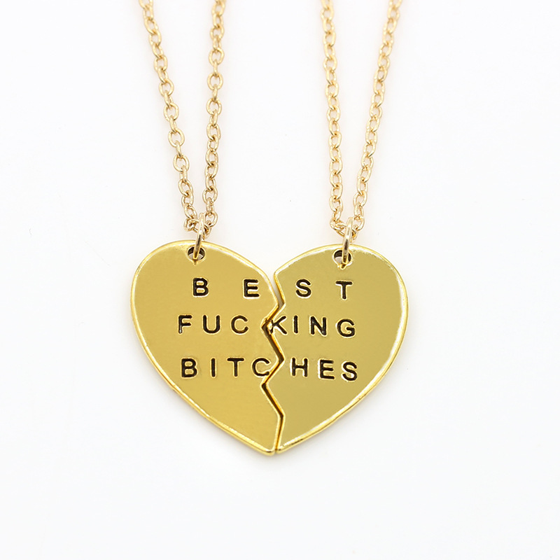The new pendant necklace Best Fucking Bitches broken heart necklace wholesale