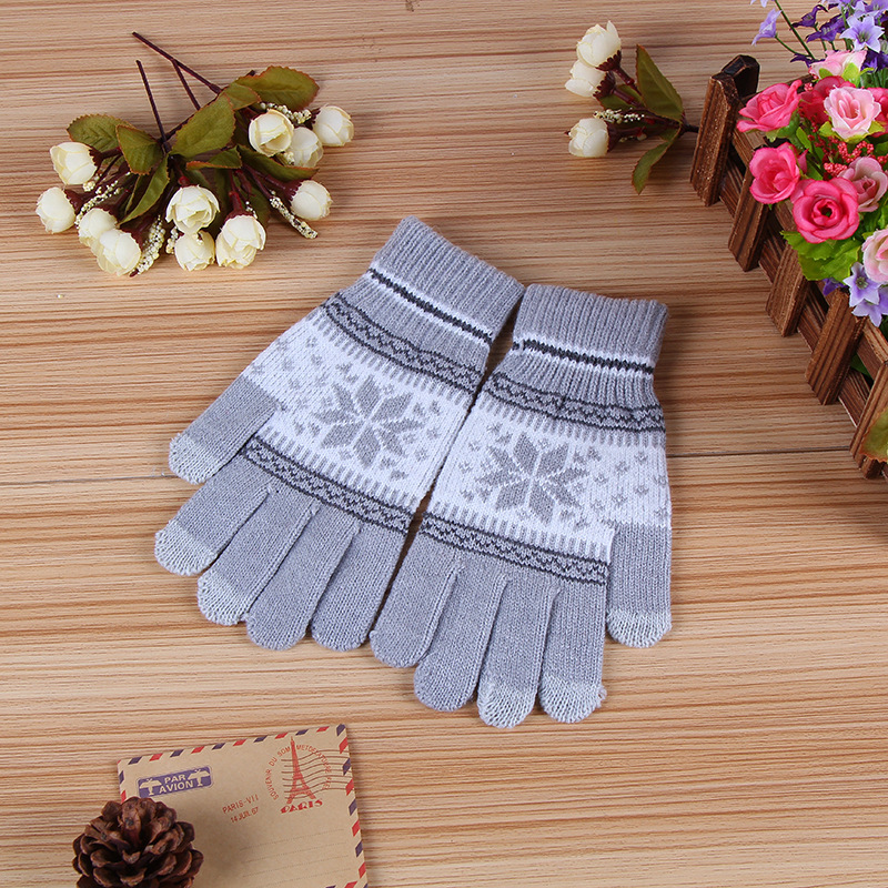 Warm gloves, with snowflakes, wholesale
