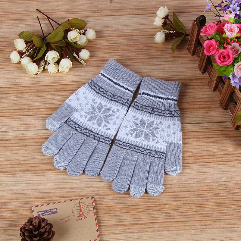 Warm gloves, with snowflakes, wholesale