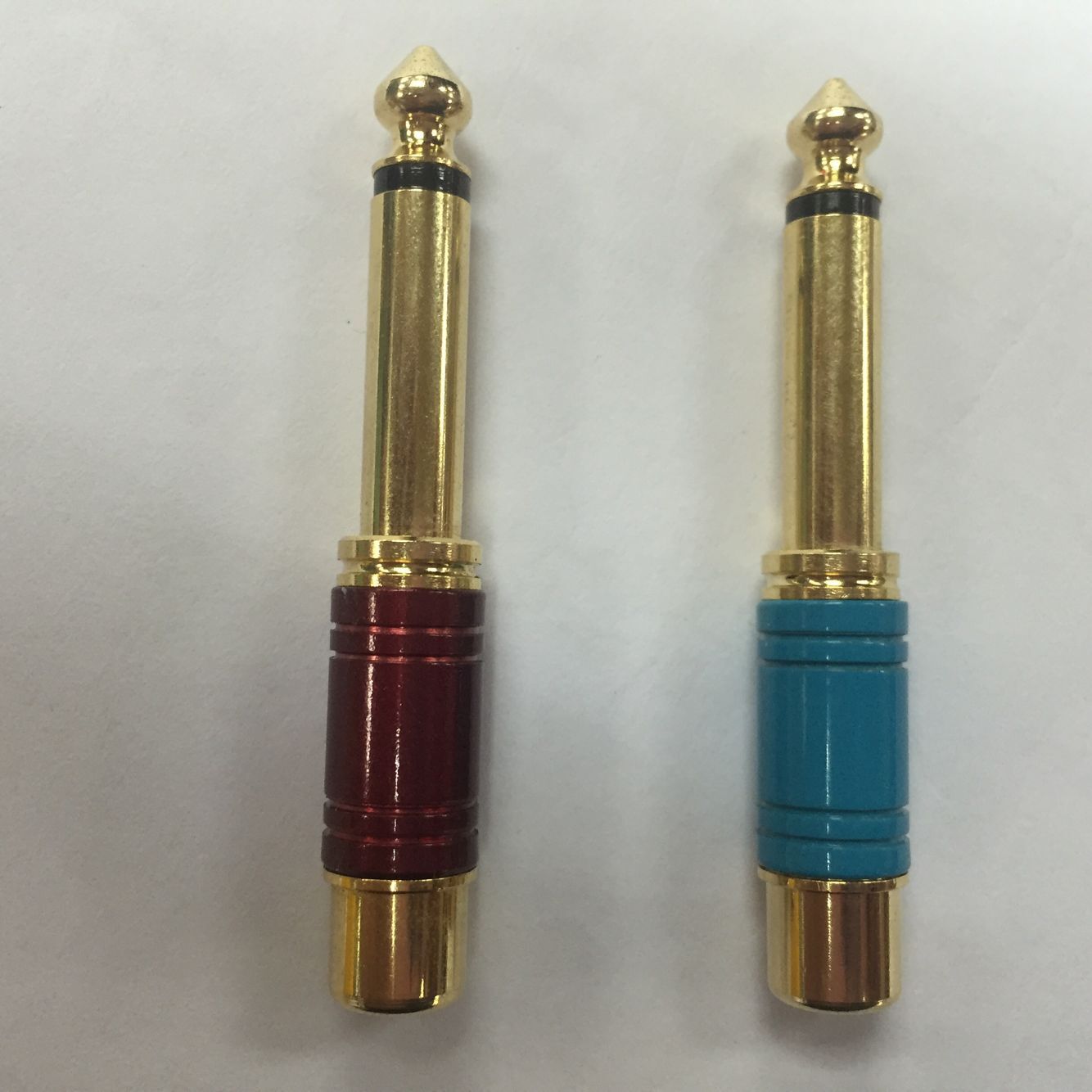 铜镀金6.35公转RCA母/6.35公转莲花母/6.35转接头/RCA音频转接头