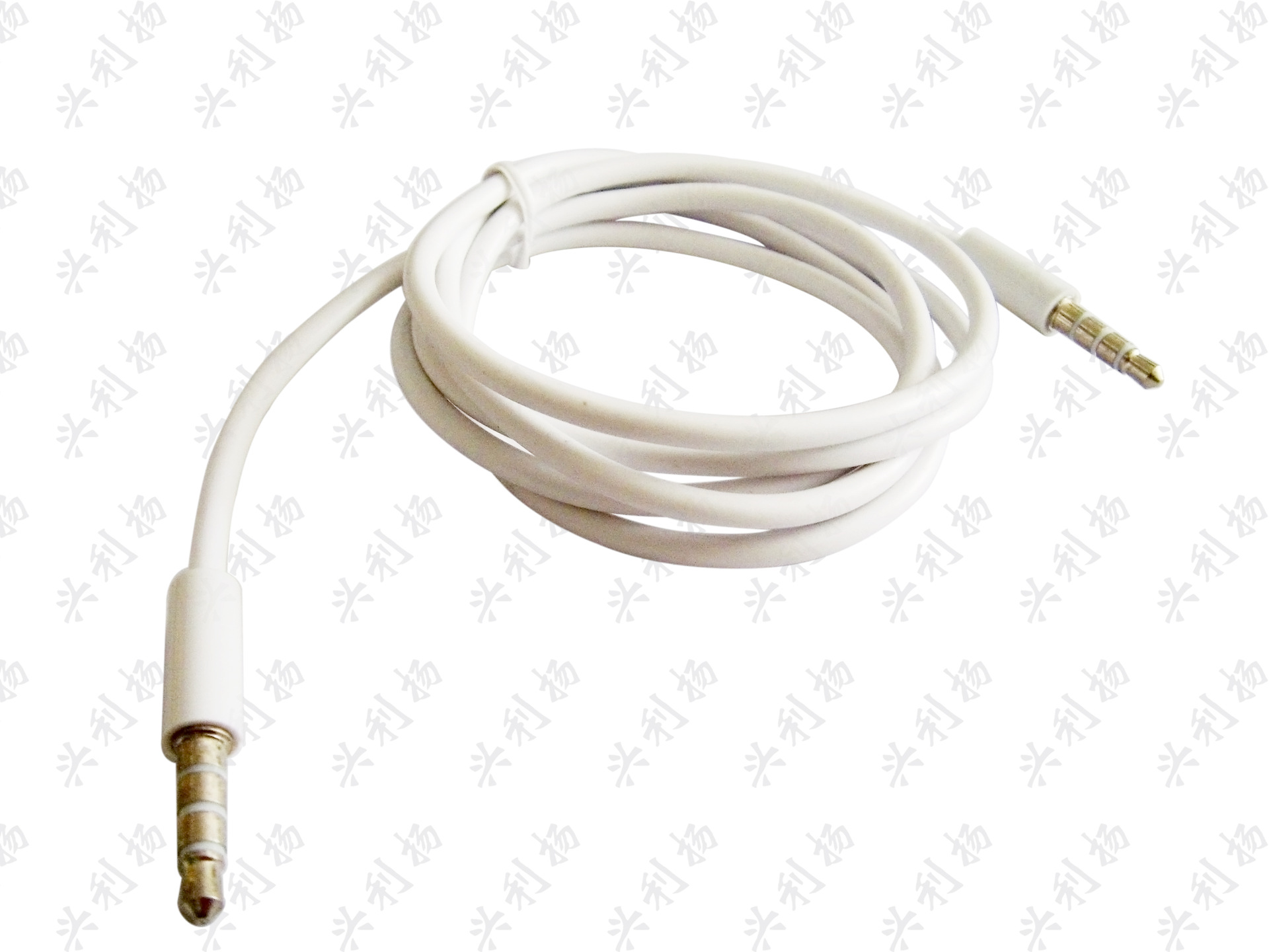 白色4芯音频线苹果手机3.5mm音频线汽车四节公对公aux对录音频线