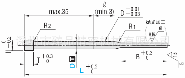 005拋光加工普通沖針小徑型肩型凸模圖