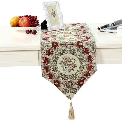 Rui Shi can European style Watkins Jacquard weave table Table flag Coffee table cloth hotel Bed flag Strip tablecloth Exit
