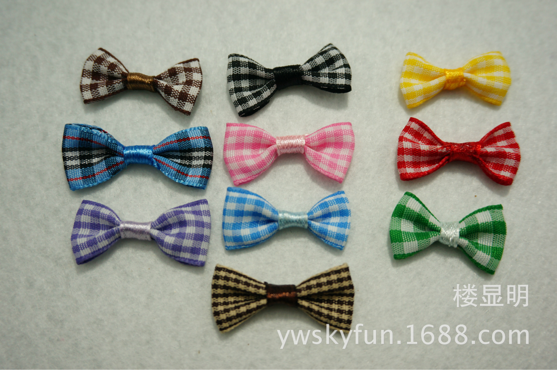 批发儿童格子小领结 包腰格子带蝴蝶结服装饰品玩具鞋帽辅料配件