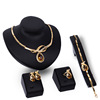 Metal jewelry, necklace and earrings, set, European style, 4 piece set