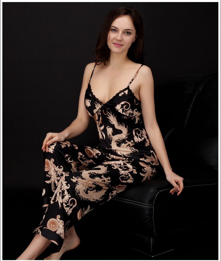 Yaoting Ice Silk Couple Pajamas Women's Summer Three-Piece Set Long Sleeve Men's Robe Bathrobe Loungewear_voghion.com