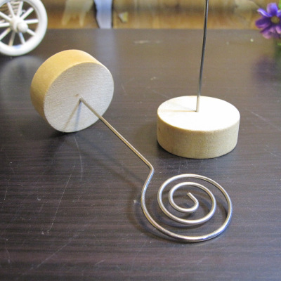 创意铁艺名片木制制名片座韩国便签照片夹家居装饰木质工艺品摆件