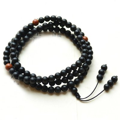 玉石厂家批发 砭石108颗佛珠手串 红砭石隔珠男女款 砭石手链