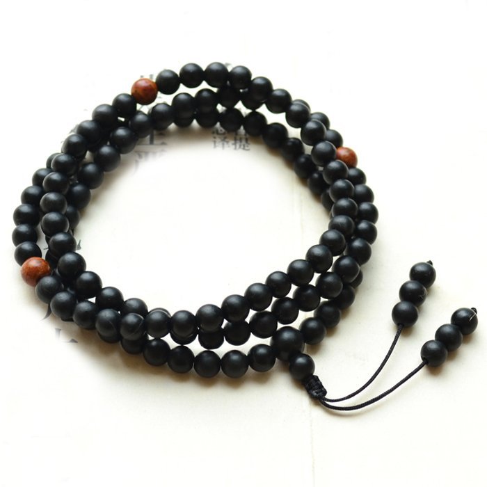 玉石厂家批发 砭石108颗佛珠手串 红砭石隔珠男女款 砭石手链