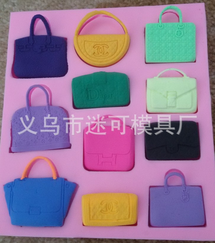 Exportación de comercio exterior molde de pastel líquido fondant molde de silicona moda bolso de las mujeres decoración de la torta DIY para hornear