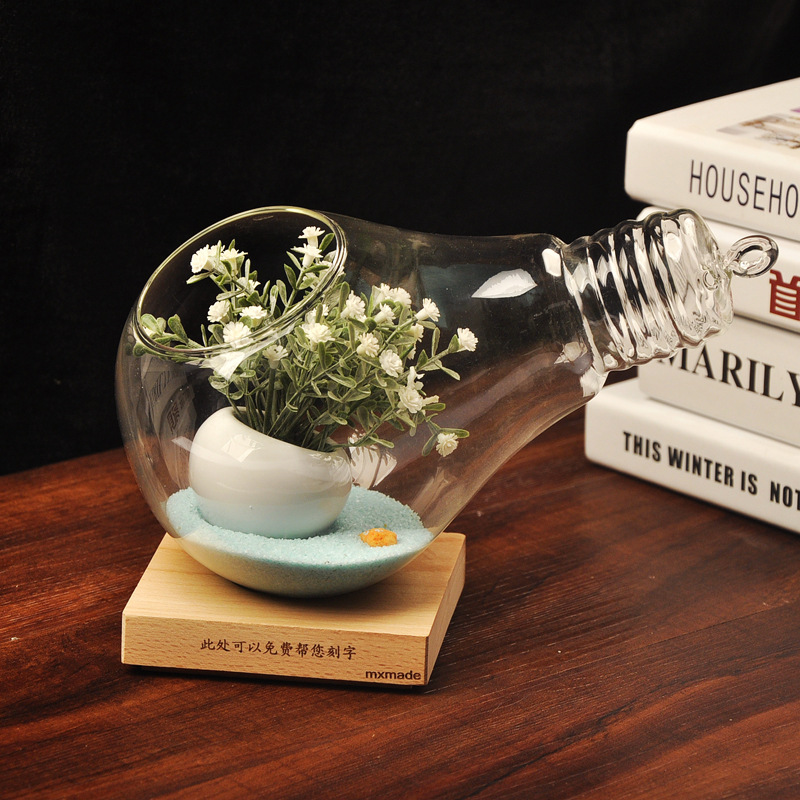 De estilo europeo DIY creativo trípode transparente micro paisaje florero de cristal del tanque de peces adornos