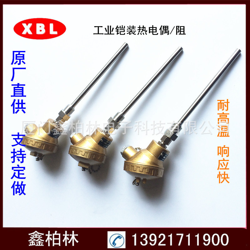 K型热电偶 绝缘金属软管屏蔽网热电偶 双扣弯头WRNK热电偶