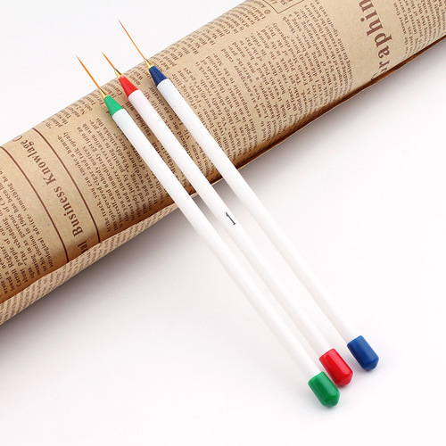 Nail painting pen, ultra-fine pull-line pen, nail art dot painting pen, 3-pack white pole, manicure supplies wholesale