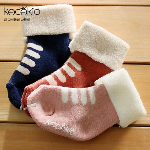 Wholesale KACAKID cotton socks thickened wool rings and flip socks Korean version of male baby baby baby baby cartoon warm socks