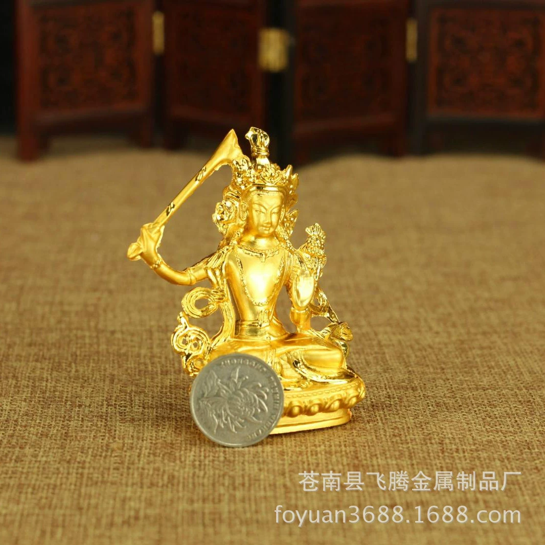 Nepal craftsmanship double -color gold plating alloy Manjushri Bodhisattva wholesale