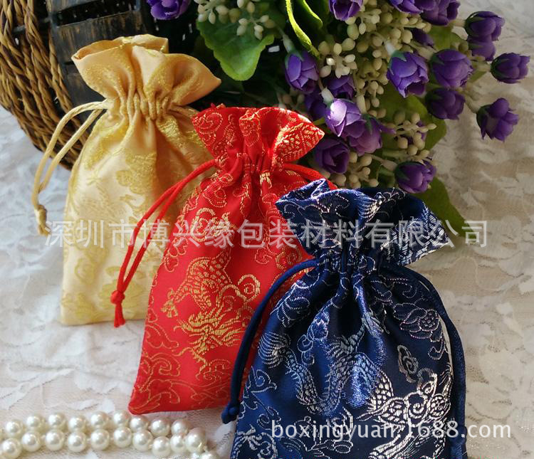 定制绸缎袋 织锦缎包装布袋 束口袋 佛珠文玩玉器包装袋|ru