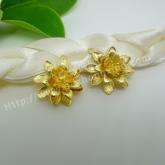 DIY手工飾品髮簪材料批發 16*19MM精緻花朵黃銅配件批發