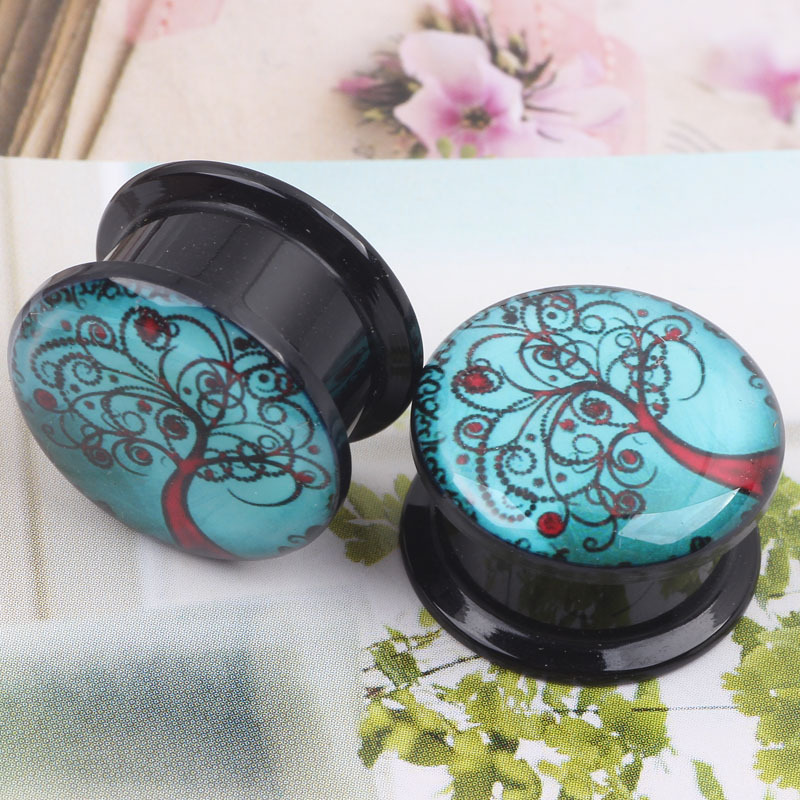 Blue Tree Drip LOGO 16mm Acrylic Ear Plug Expander Earring detail image 7