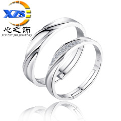 Heart's Adornments - Korean Version Couple's Diamond-Encrusted Engagement Rings for Sharing Love, Fashionable Open Finger Rings for Men and Women, Wholesale