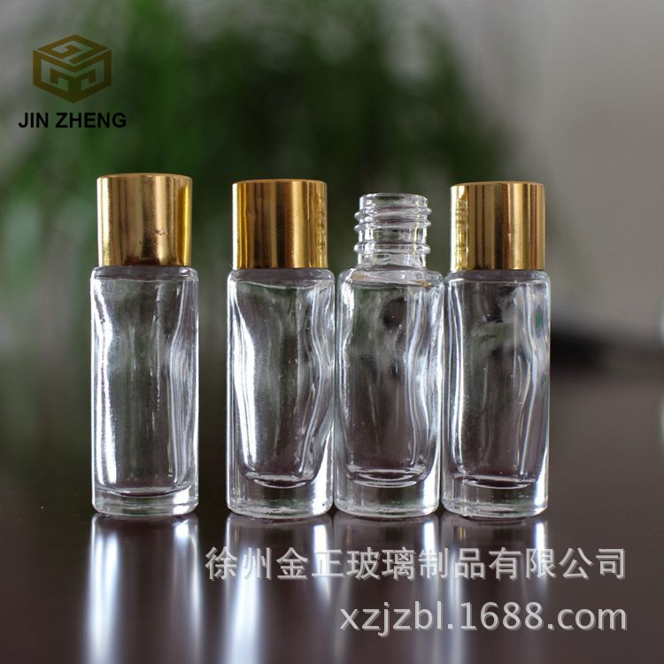厂家批发 定制金色或银色盖子滚珠玻璃瓶