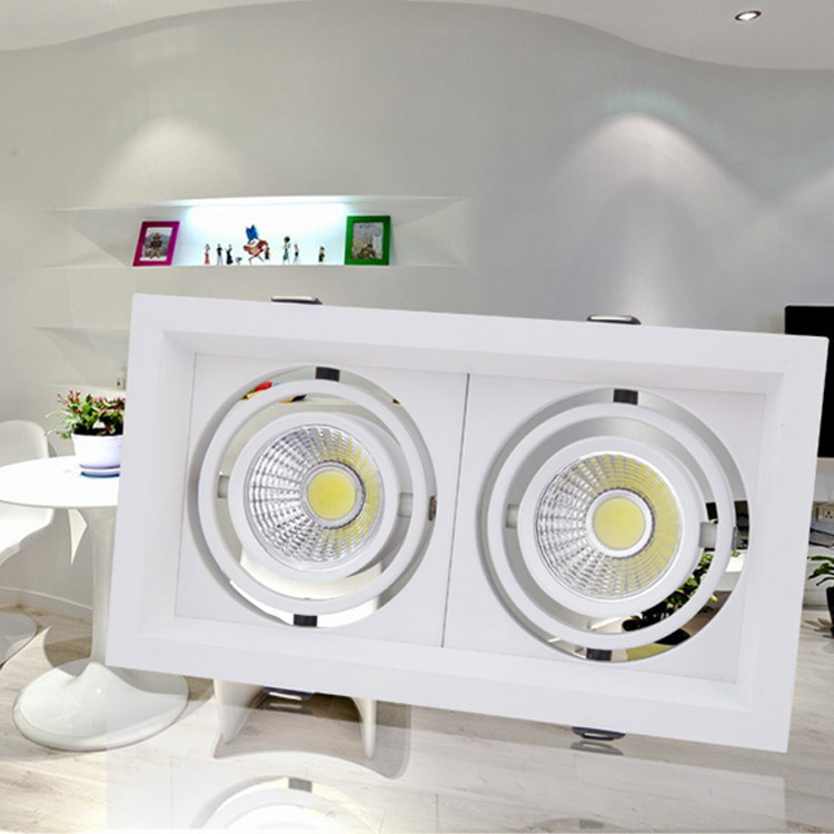 新货cob斗胆灯 双头led射灯 三头豆胆灯 方形格栅射灯聚光工程灯