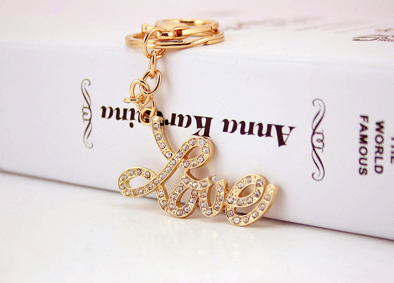 21g Weight Korean Diamond Letters Love Women's Bag Accessories Couple Car Key Chain