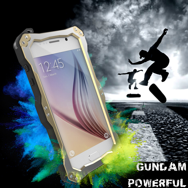 R-Just Gundam Water-resistant Shockproof Dirt-proof Snow-proof Premium Armor Heavy Duty Metal Protective Case Cover for Samsung Galaxy S6 Edge G9250 & S6 G9200