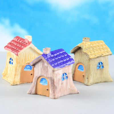 Cake baking Decoration Succulent Cartoon building Toys Resin ornaments Tile tree root house 3 colors