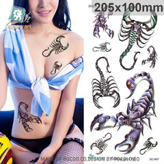 Cross-border body painting waterproof and long-lasting flower arm 3d scorpion domineering tattoo men's tattoo personality fashion Europe and America