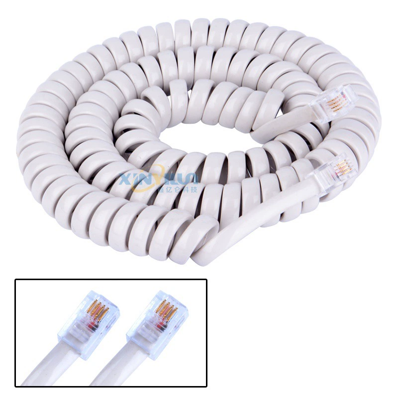 Кабель телефонной трубки кремово-белый телефонный изгиб 12 футов FT пружинный кабель 4P4C RJ9 RJ22