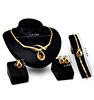 Metal jewelry, necklace and earrings, set, European style, 4 piece set
