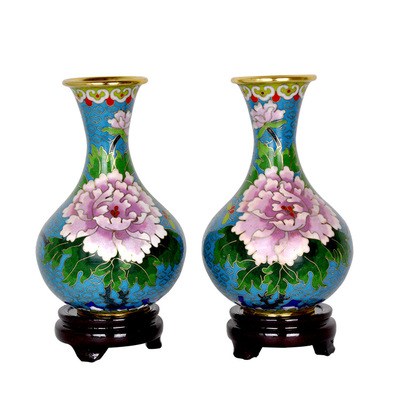 现货混批 6寸磨光实地玉壶春 景泰蓝花瓶 铜胎掐丝珐琅 厂家直销|ru