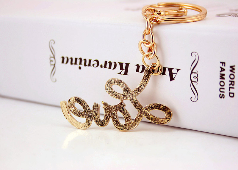 Unisex Gender Korean Diamond Letters Love Women's Bag Accessories Couple Car Key Chain
