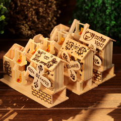 White Music Box Windmill Creative Cartoon Music Box Gift Pen Holder Student Wooden Craft Ornament Wholesale