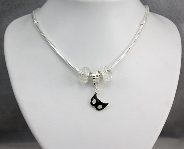 PA2106白水晶珠黑色面具项链75 (1)