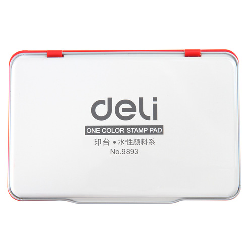 Deli 9893 large square ink pad box financial ink pad red seal stamp pad Indonesian quick-drying ink seal