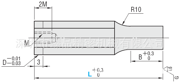010桿部止動沖頭普通型螺紋固定型凸模圖