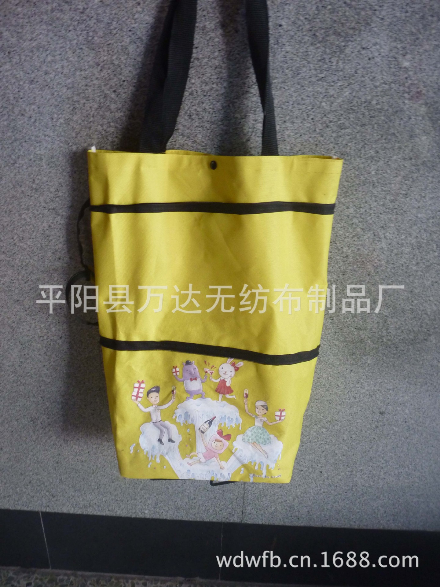 批发牛津布折叠手提袋轮子旅行收纳折叠拉力包拉货购物袋