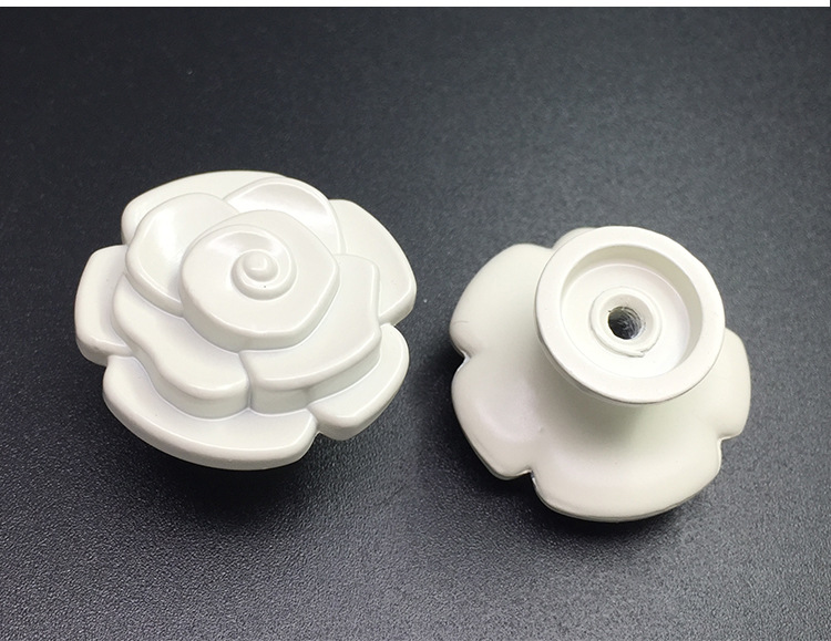 玫瑰拉手 单孔花拉手 抽屉把手 白色门把 玫瑰拉手 单孔花拉手 抽屉把手 白色门把