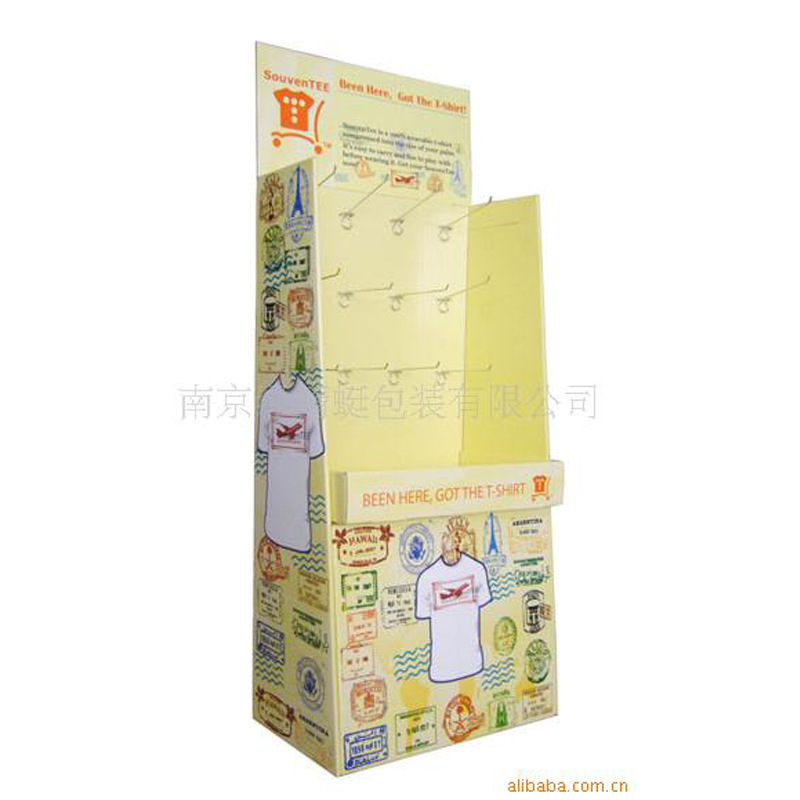 户外用品展示架 超市带挂钩纸货架 可折叠瓦楞纸展架